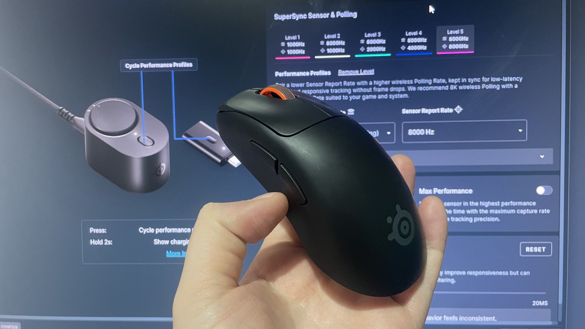 A Steelseries Rival Pro gaming mouse.