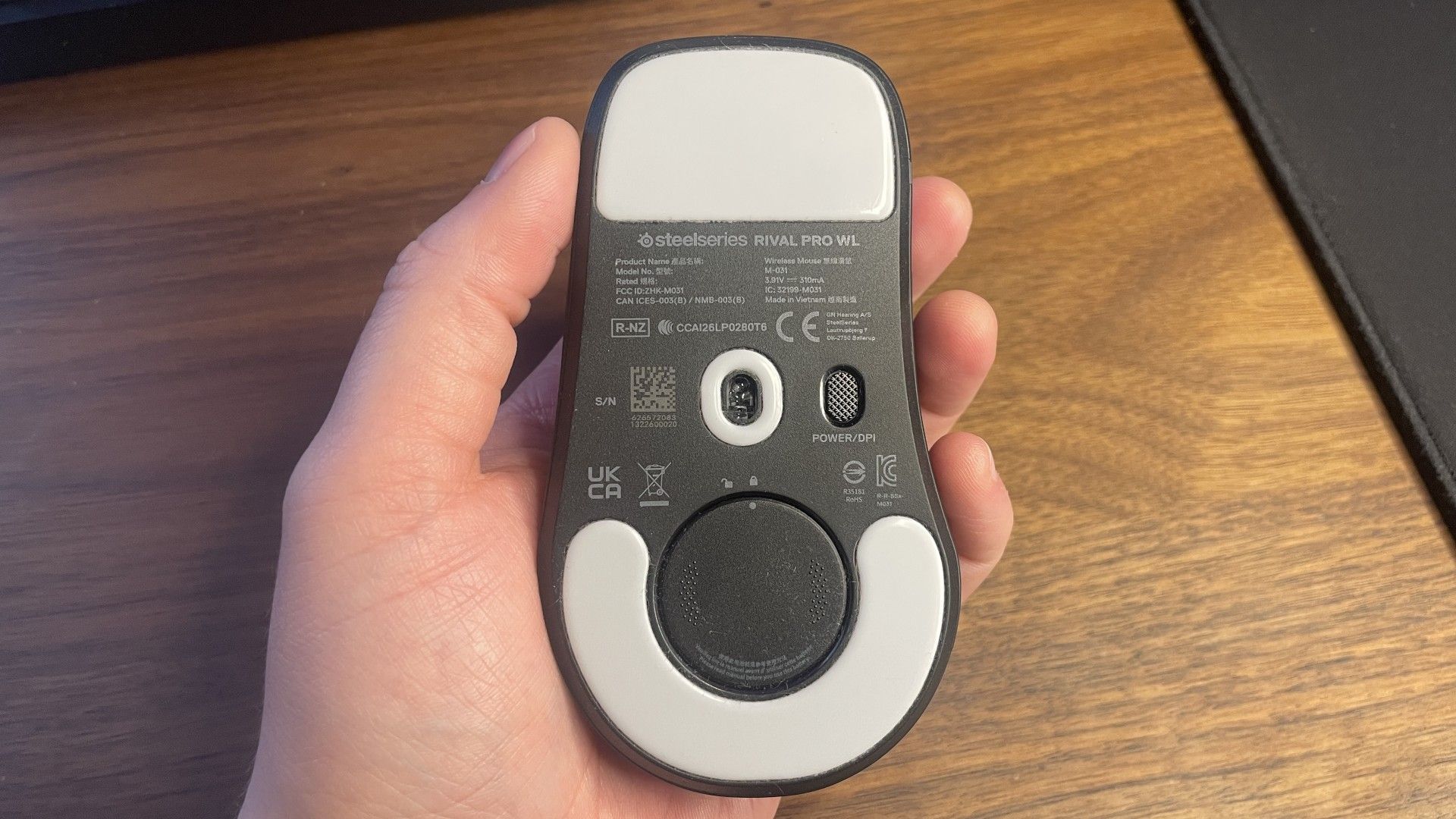 A Steelseries Rival Pro gaming mouse.