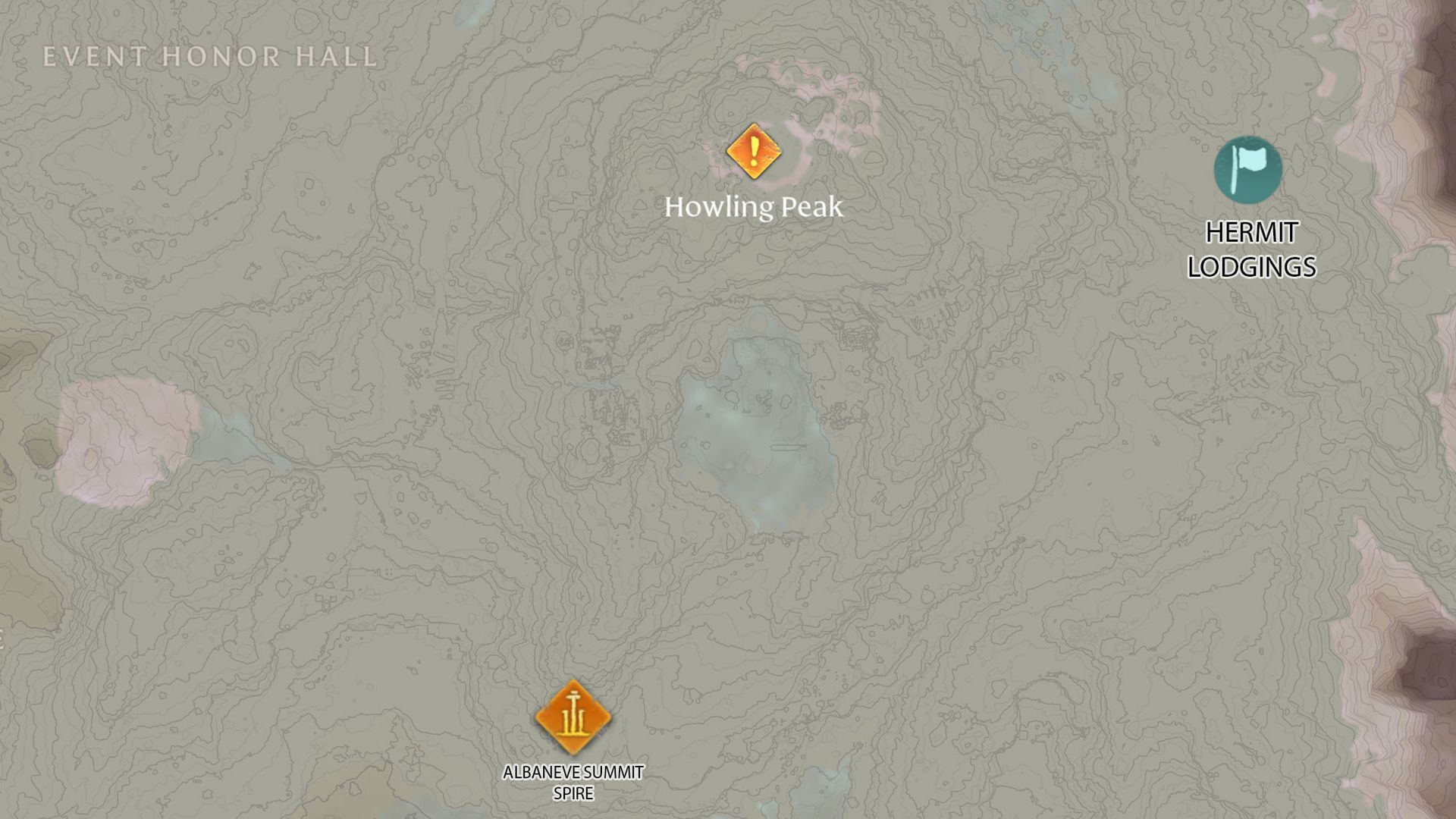 Enshrouded map highlighting base locations in Albavene Summit