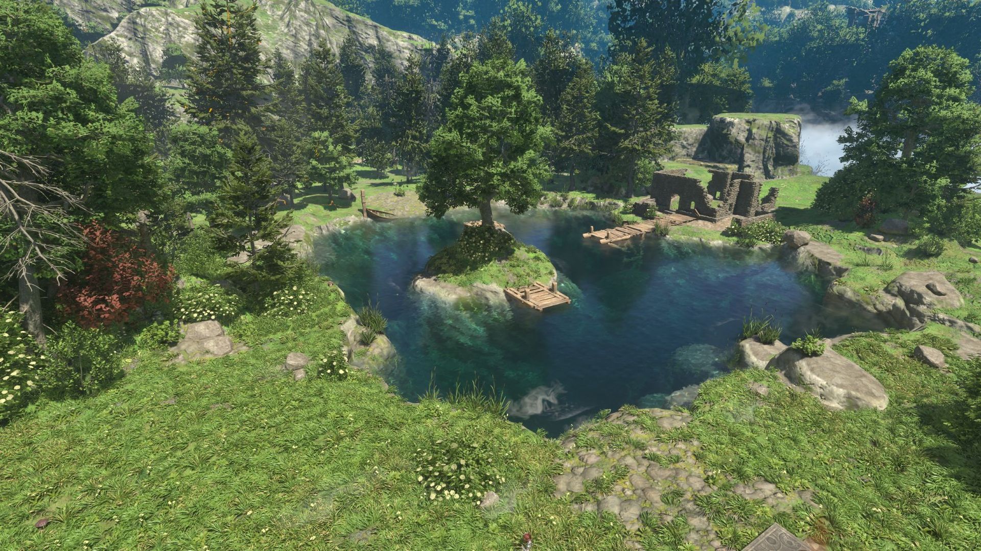 Enshrouded - Fort Kelvin, a pond and ruins