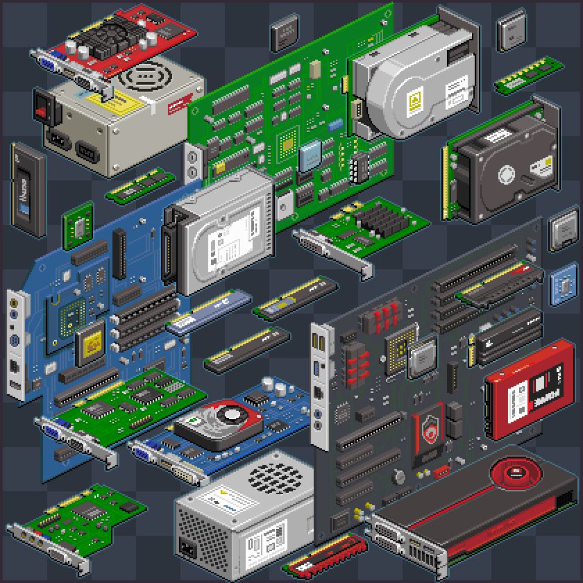 Pixel drawings of PC components