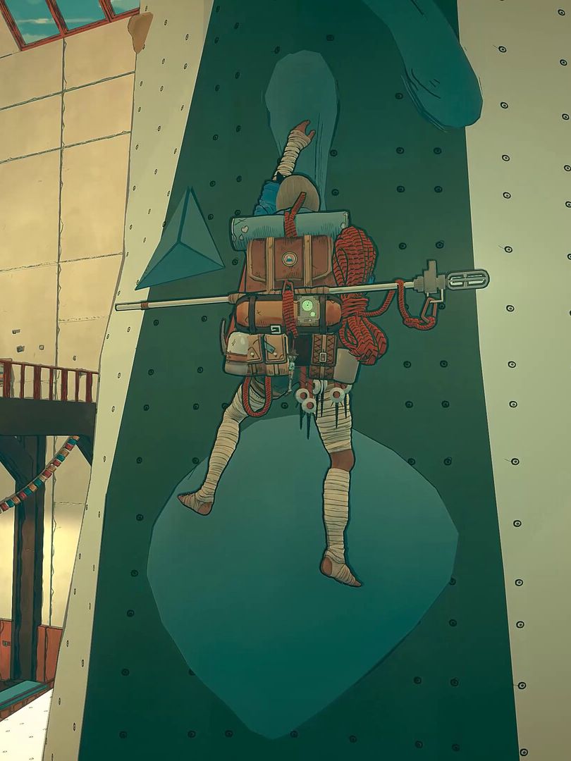 Cairn - A climber practicing rock climbing inside of a store